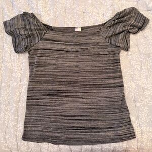 EUC- size small off shoulder  Gray Striped Women's Top